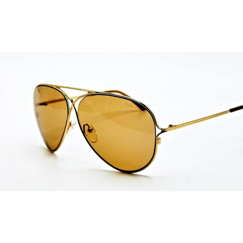 Tom Ford Sunglasses TOM N.4 28E Rose Gold Aviator Frame Brown Lens 59-10-135